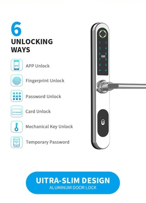 ذكي Wifi Home Smart Fingerprint Card Biometric Glass Door Lock 4pcs بطاريات AA