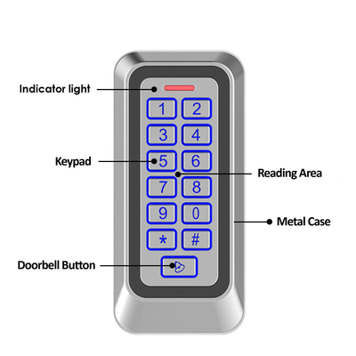 مقاوم للماء IP67 الحجرة المعدنية بطاقة RFID لوحة مفاتيح التحكم في الوصول بمفردها مع 1000 مستخدم