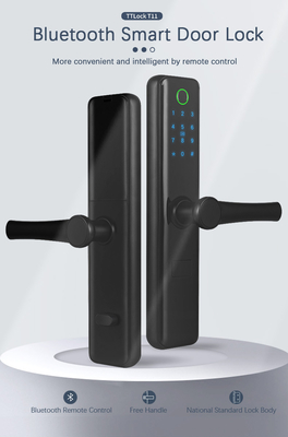 FCC Black Bluetooth Fingerprint Sensor Lock Door Lock قياسي 6068 للشقق